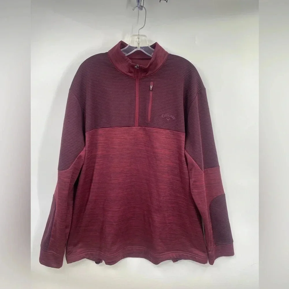 Callaway Mens Half Zip Long Sleeve Red/burgundy Pullover Size XL